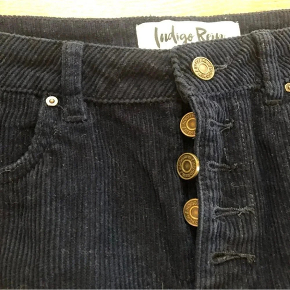 Indigo Reign Navy Raw Edge Button Up Corduroy Skirt Size 5 GUC - Picture 4 of 11